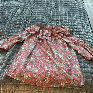 Earthbound Off-Shoulder Women's Tunic - Red